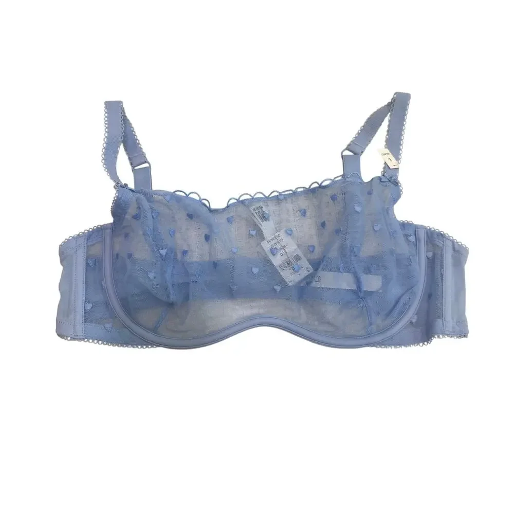 PINK Victoria’s Secret large Wink unlined heart embroidered scoop bra BC3 3211